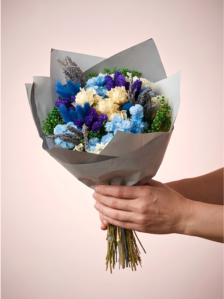 Droogbloemen boeket "Sapphire Belle" (large) | 40cm