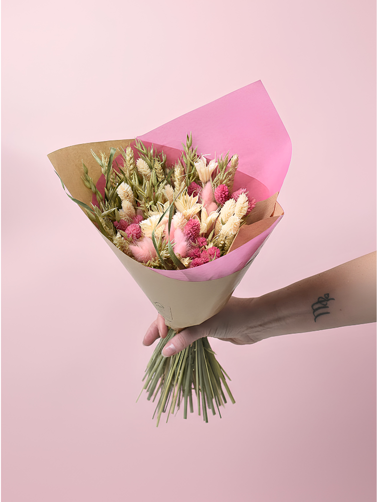 Veldboeket droogbloemen "Wild Blush" | 40cm