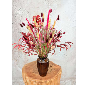 Droogboeket "Madam Grise" - incl. vaas | 50cm