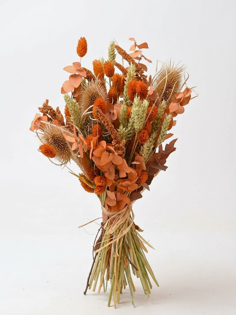 Veldboeket droogbloemen "Orange Clover"| 55cm