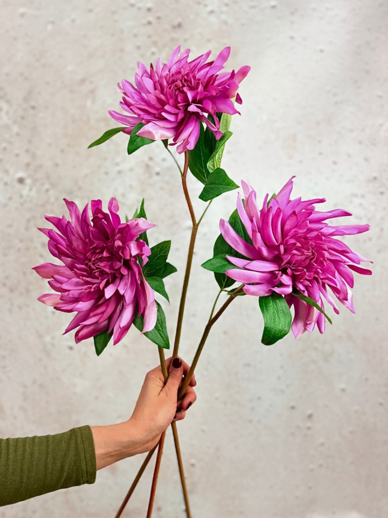 Combi-deal | Zijden bloemenbundel "Dahlia Twist" - paars