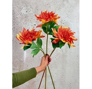 Combi-deal | Zijden bloemenbundel "Dahlia Twist" - oranje