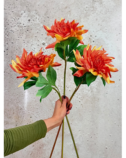 Combi-deal | Zijden bloemenbundel "Dahlia Twist" - oranje
