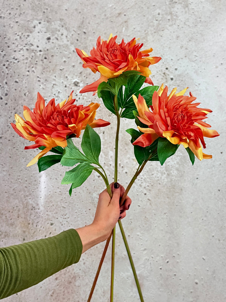 Combi-deal | Zijden bloemenbundel "Dahlia Twist" - oranje