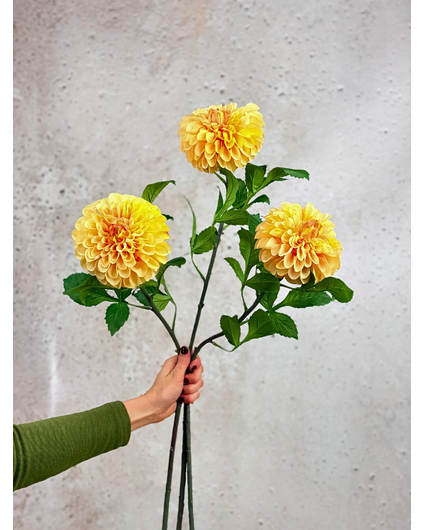 Combi-deal | Zijden bloemenbundel "Dahlia Pompon" - perzik