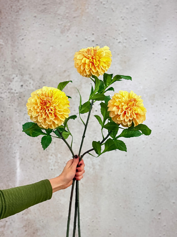 Combi-deal | Zijden bloemenbundel "Dahlia Pompon" - perzik