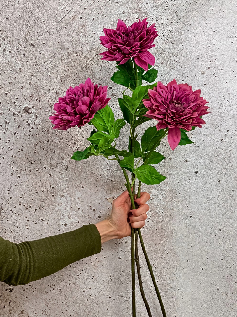 Combi-deal | Zijden bloemenbundel "Dahlia Real Touch"  - paars