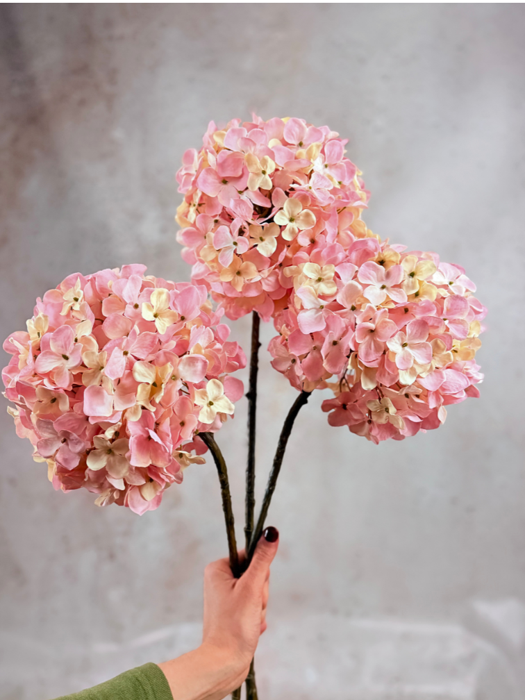 Combi-deal | Zijden bloemenbundel "Hortensia" - roze