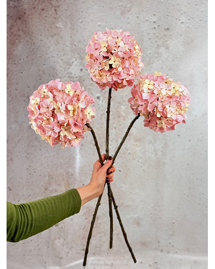 Combi-deal | Zijden bloemenbundel "Hortensia" - roze