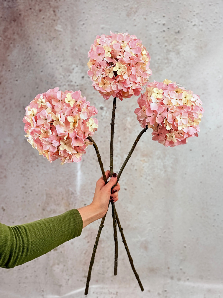 Combi-deal | Zijden bloemenbundel "Hortensia" - roze