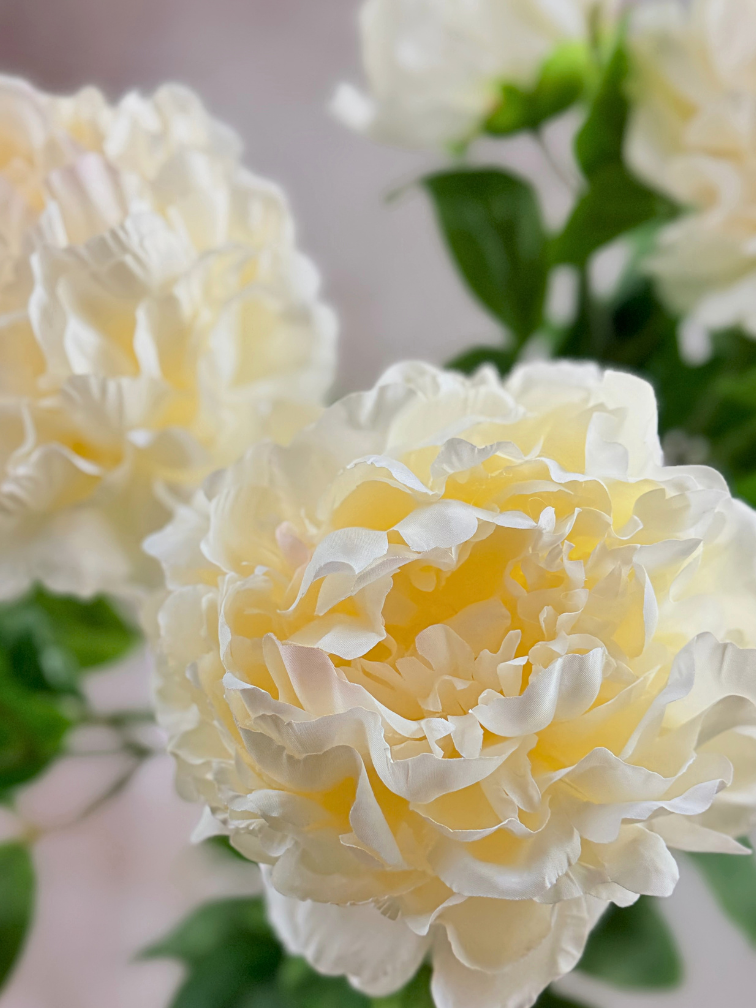 Combi-deal | Zijden bloemenbundel "Peony XL" - wit