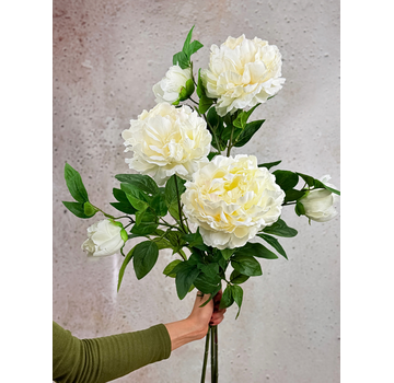 Combi-deal | Zijden bloemenbundel "Peony XL" - wit
