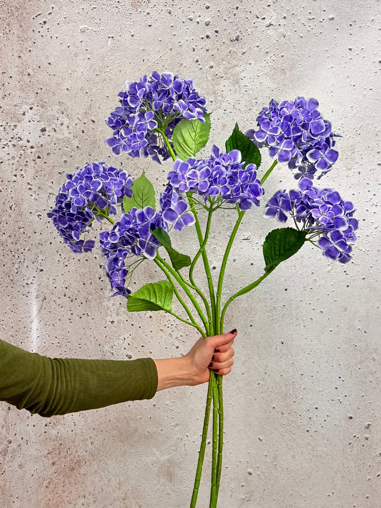 Combi-deal | Zijden bloemenbundel "Hortensia"  -paars/wit