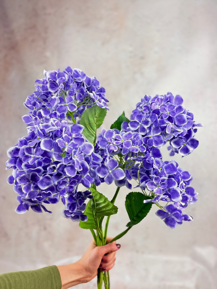 Combi-deal | Zijden bloemenbundel "Hortensia"  -paars/wit
