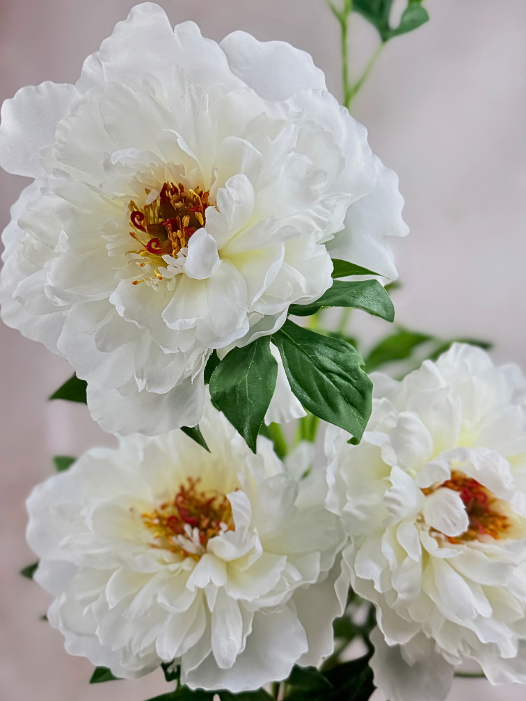 Combi-deal | Zijden bloemenbundel "Peony" - crème