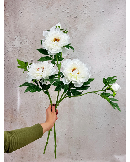 Combi-deal | Zijden bloemenbundel "Peony" - crème