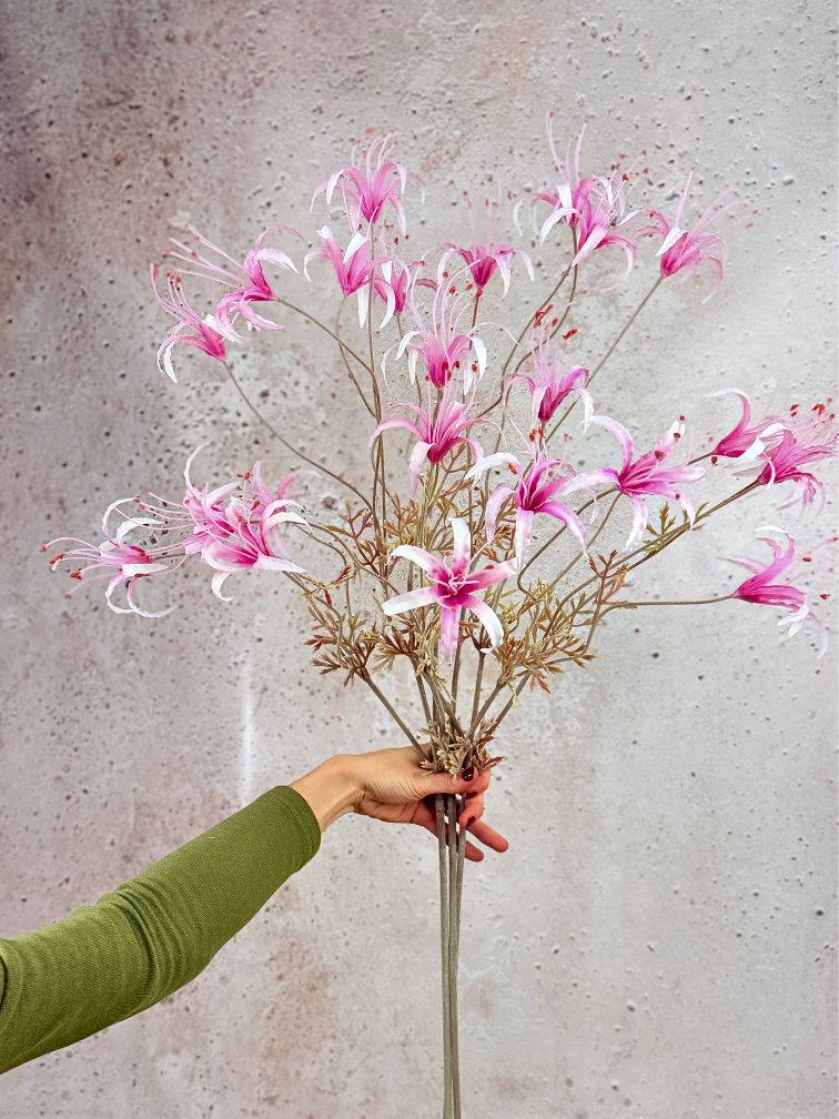 Combi-deal | Zijden bloemenbundel "Lelies roze"