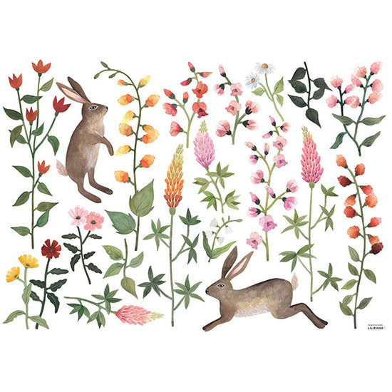 Lilipinso stickers muraux Queyran Rabbits and Flowers