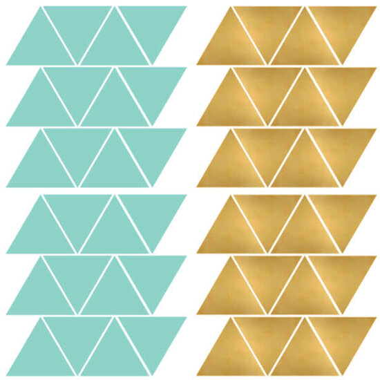 Pom Le Bonhomme Stickers muraux triangles or et mint - Pöm Le Bonhomme - set de 72 stickers