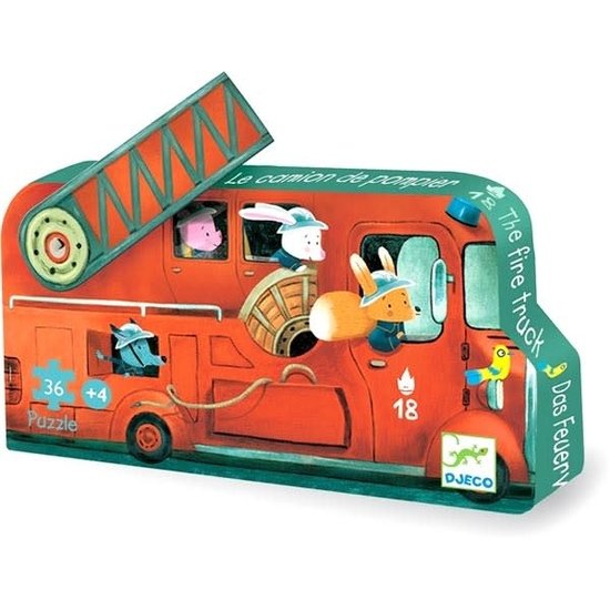 Djeco Puzzle Le camion de pompier - Djeco - 16 pièces - 3 ans