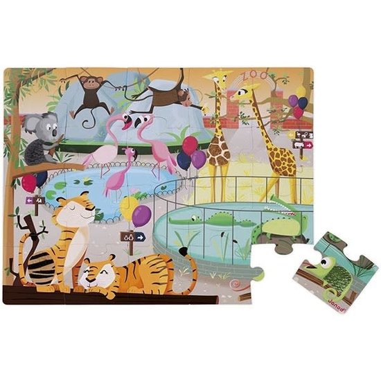 Janod speelgoed Janod - puzzle tactile - Une journée au zoo - 20pcs +3 ans