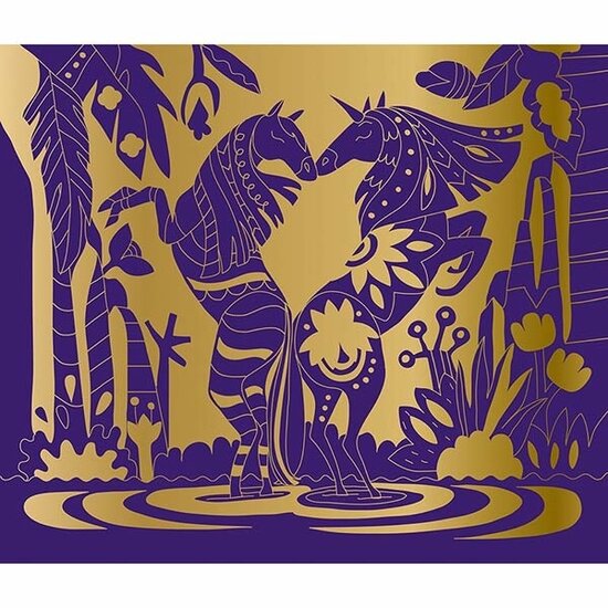 Janod speelgoed Janod kit créatif scratch art Cheveaux et licornes