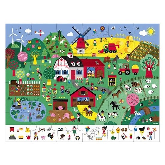 Janod speelgoed Janod puzzle d'observation La ferme 24pcs +3ans