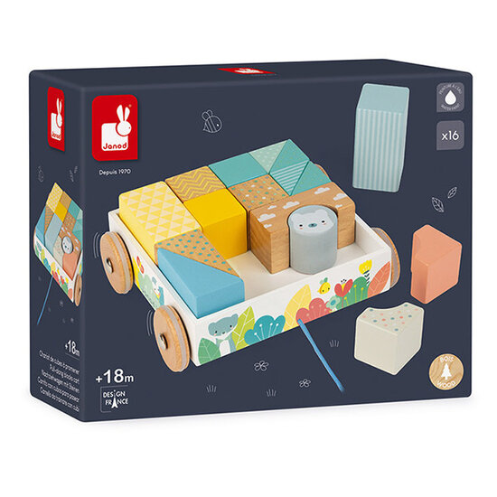Janod speelgoed Chariot de cubes à promener Pure - Janod