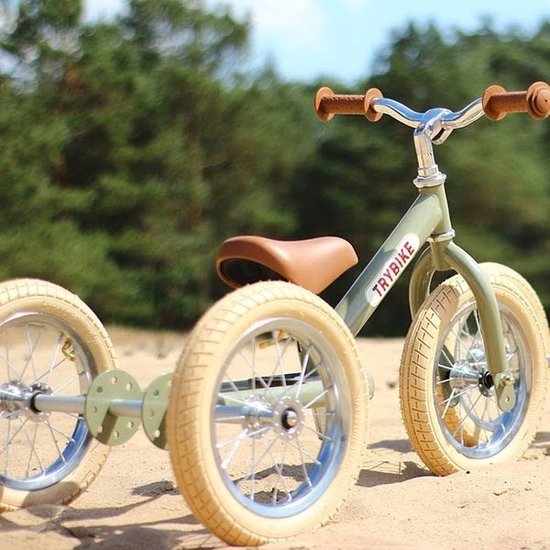 Trybike Loopfietsen Trybike Steel draisienne 2-en-1 Vintage vert
