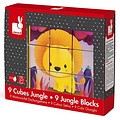 Janod speelgoed Janod - puzzle 9 cubes - Kubkid - Animaux de la Jungle +2 ans