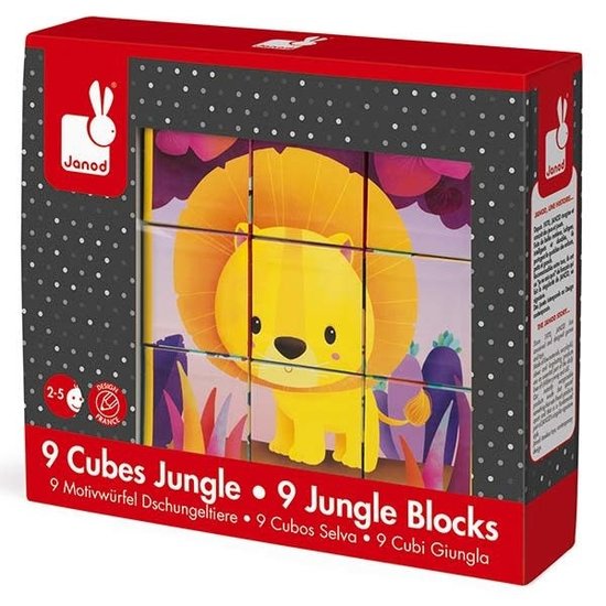 Janod speelgoed Janod - puzzle 9 cubes - Kubkid - Animaux de la Jungle +2 ans