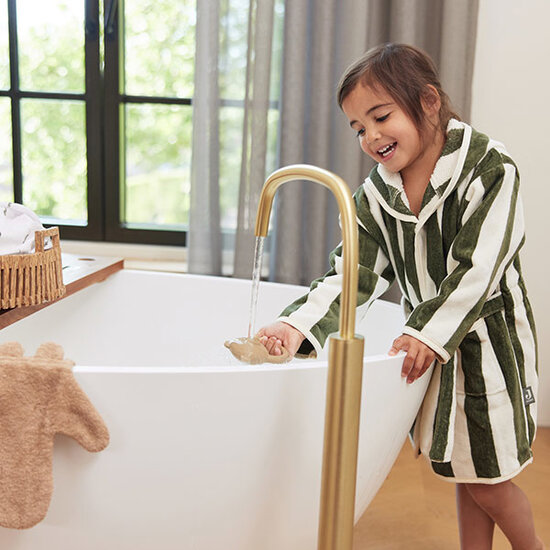Jollein Peignoir 3-4 ans Stripe Terry Leaf Green GOTS - Jollein