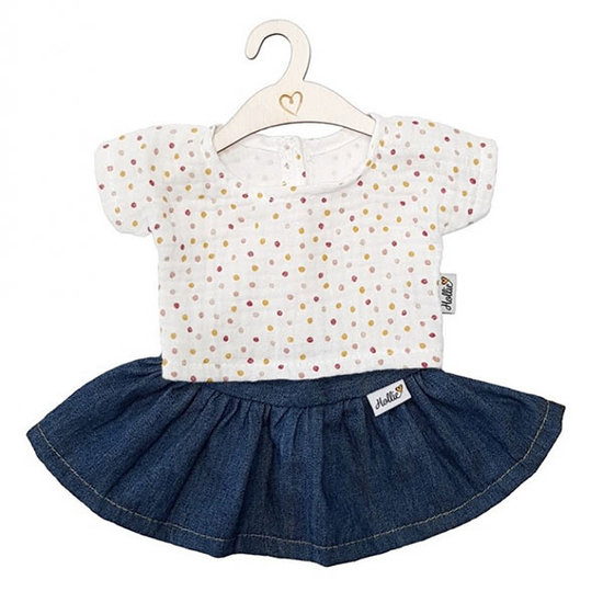 Paola Reina Vetement poupee chemise et jupe Jeans Sweet Dots - Hollie