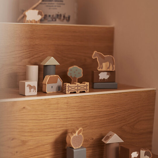 Jollein Set de cubes en bois Farm Jollein