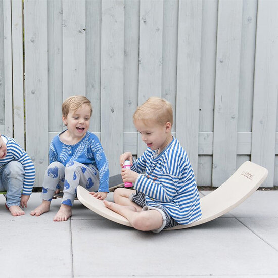 Wobbel Balance Board Wobbel Original vernis incolore avec feutre bébé souris
