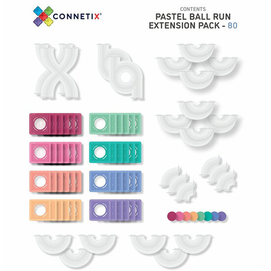 Connetix Tiles Blocs de construction magnétiques Connetix Tiles 80 Piece Pastel Ball Run Expension Pack