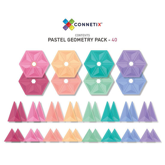 Connetix Tiles Blocs de construction magnétiques Connetix Tiles 40 Piece Pastel Geometry Pack