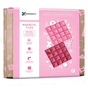 Blocs de construction magnétiques Connetix Tiles 2 Piece Base Plate Pink & Berry Pack