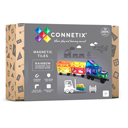 Blocs de construction magnétiques Connetix Tiles 50 Piece Rainbow Transport Pack