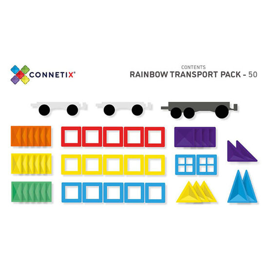 Connetix Tiles Blocs de construction magnétiques Connetix Tiles 50 Piece Rainbow Transport Pack