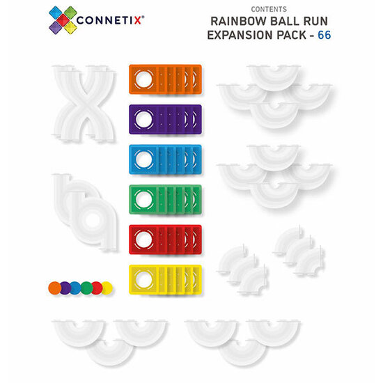 Connetix Tiles Blocs de construction magnétiques Connetix Tiles 66 Piece Ball Run Expension Pack