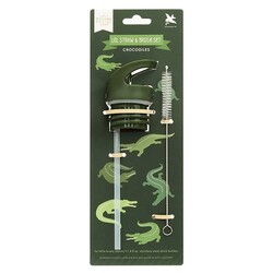 A Little Lovely Company bouchon paille et brosse Crocodiles