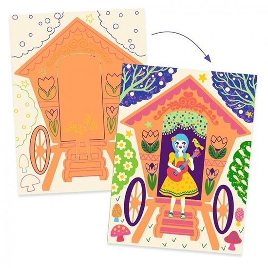 Djeco Cartes à gratter Djeco Wacky houses 5-8ans