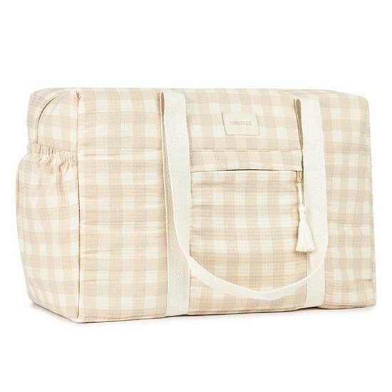 Nobodinoz tipi en accessoires Sac a langer Opera imperméable Ivory Checks - Nobodinoz