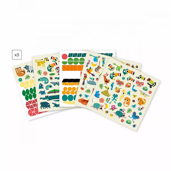 Janod speelgoed Coffret créatif gommettes et décors Jungle Janod