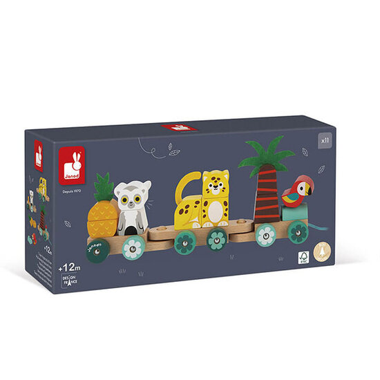 Janod speelgoed Train tropical à tirer Janod Tropik +1 an