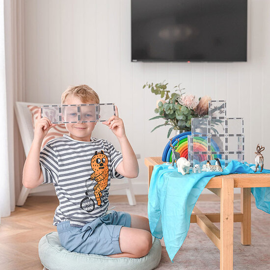 Connetix Tiles Blocs de construction magnétiques Connetix Tiles Clear Rectangle Pack 12 pc