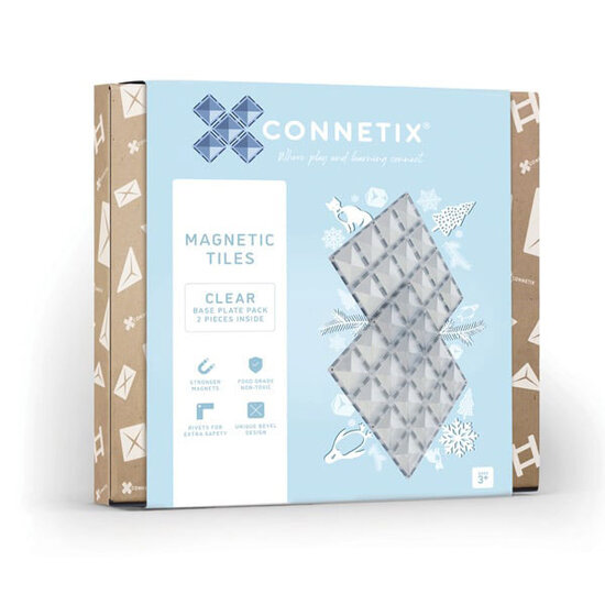 Connetix Tiles Blocs de construction magnétiques Connetix Tiles 2 Piece Clear Base Plate Pack
