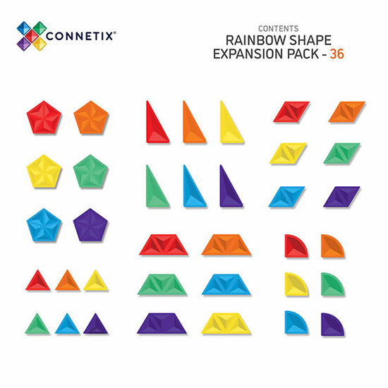 Connetix Tiles Blocs de construction magnétiques Connetix Tiles Rainbow Shape Expansion Pack 36 pc
