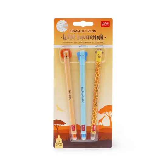 Legami Legami Stylos effaçables Wild Savannah 3 pièces